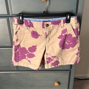 Tan and purple shorts